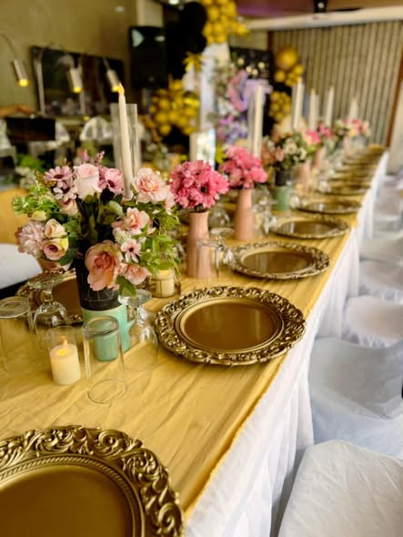 Decorated dining table for a gathering